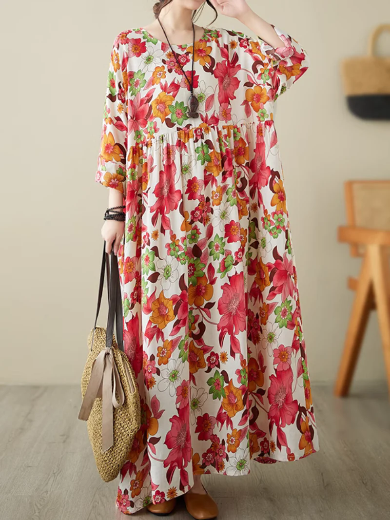 Relaxed Fit Floral Loose Smock Dress - Image 10