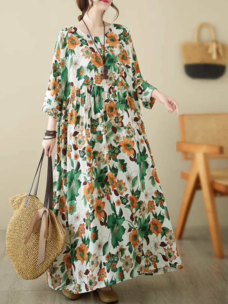 Relaxed Fit Floral Loose Smock Dress - Image 4