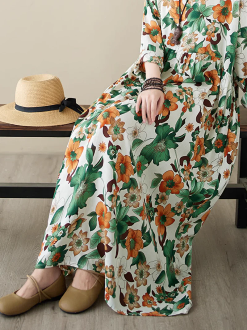 Relaxed Fit Floral Loose Smock Dress - Image 8
