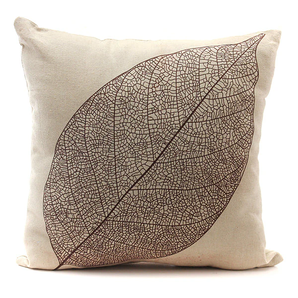 Retro Leaf Linen Cotton Cushion Pillow Cover Home Deco - Image 2