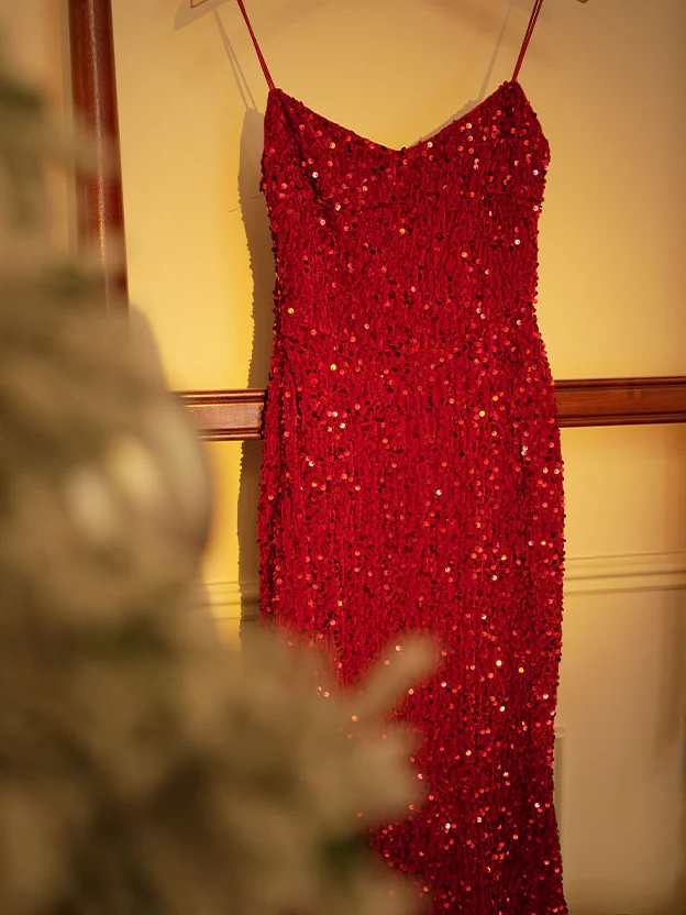 Retro Sequin Halter Long Dress - Image 2