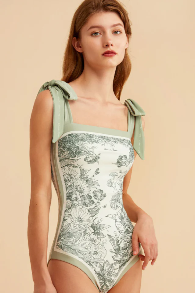 Reversible Tie-Shoulder One Piece Swimsuit - Image 2