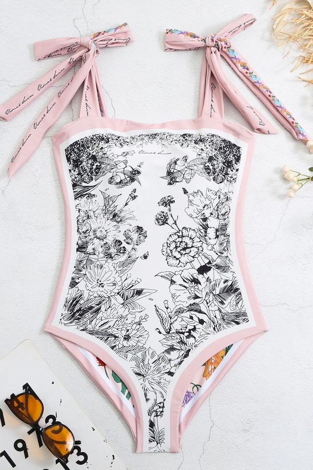 Reversible Tie-Shoulder One Piece Swimsuit - Image 10
