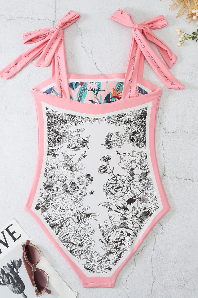 Reversible Tie-Shoulder One Piece Swimsuit - Image 12