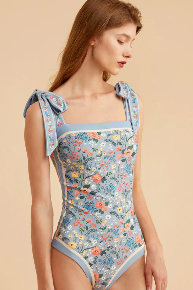 Reversible Tie-Shoulder One Piece Swimsuit - Image 4