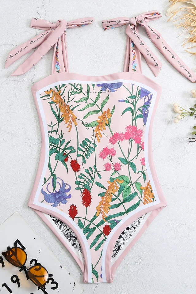 Reversible Tie-Shoulder One Piece Swimsuit - Image 9
