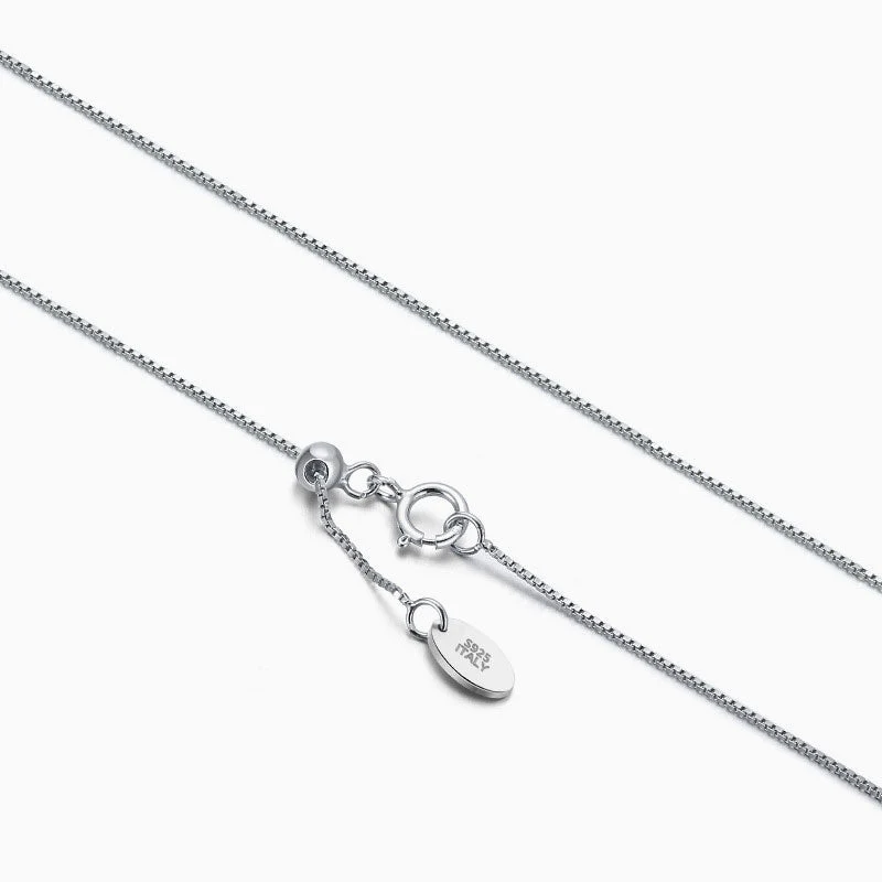 Rhodium Plated Sterling Silver 0.6MM Box Link 18 Inch Chain NeckLace - Image 2