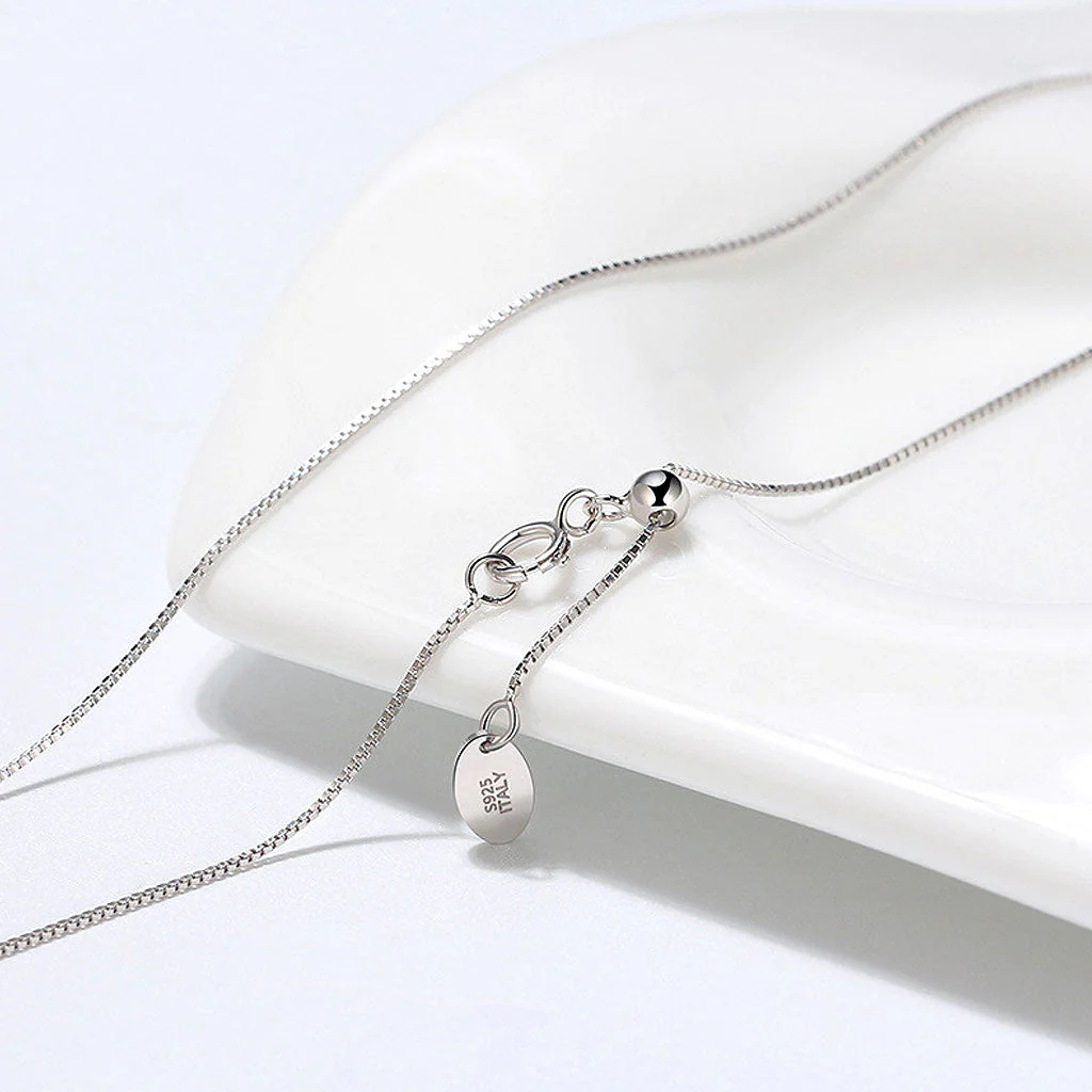 Rhodium Plated Sterling Silver 0.6MM Box Link 18 Inch Chain NeckLace - Image 3