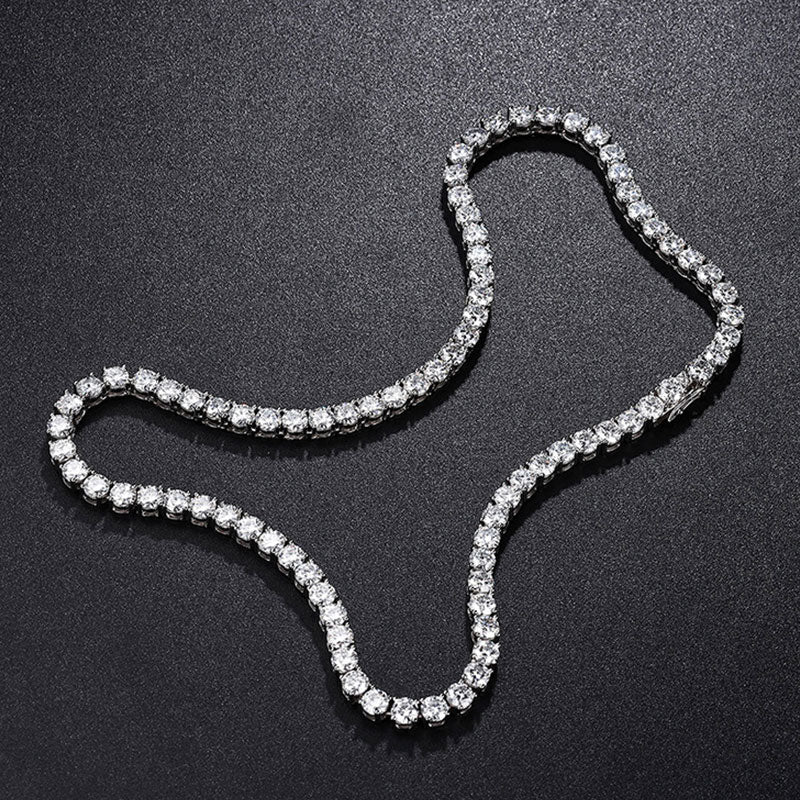 Rhodium Plated Sterling Silver 3MM Cubic Zirconia Tennis Chain NeckLace - Image 3
