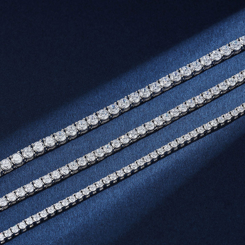 Rhodium Plated Sterling Silver 4MM Cubic Zirconia Tennis Chain NeckLace - Image 2