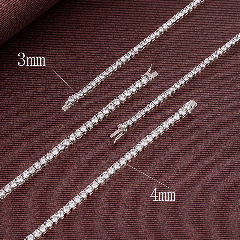 Rhodium Plated Sterling Silver 4MM Cubic Zirconia Tennis Chain NeckLace - Image 3