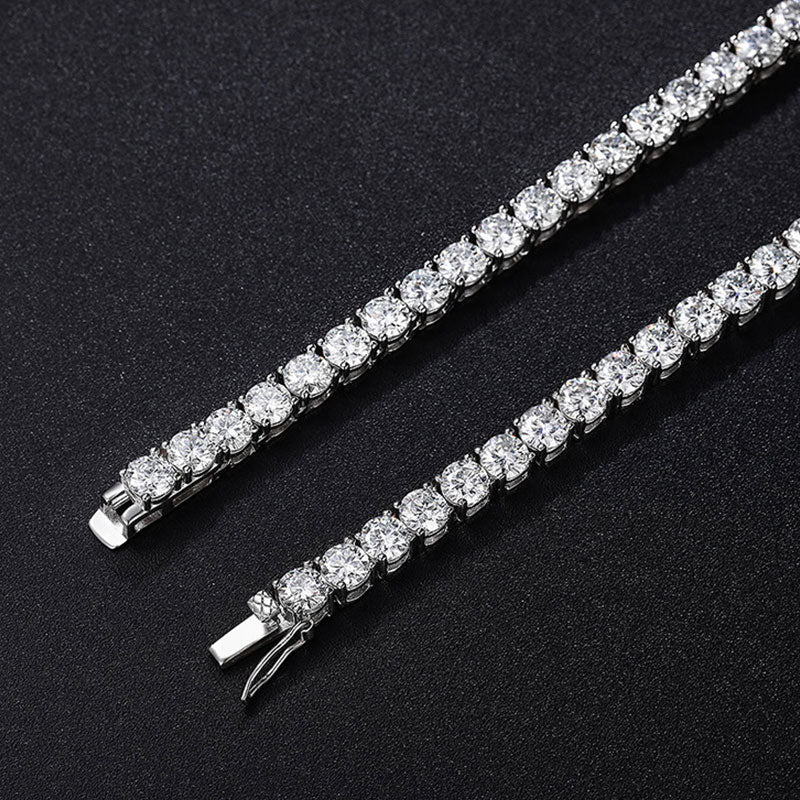 Rhodium Plated Sterling Silver 5MM Cubic Zirconia Tennis Chain NeckLace - Image 4