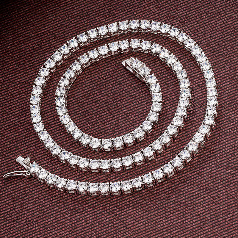 Rhodium Plated Sterling Silver 5MM Cubic Zirconia Tennis Chain NeckLace - Image 5