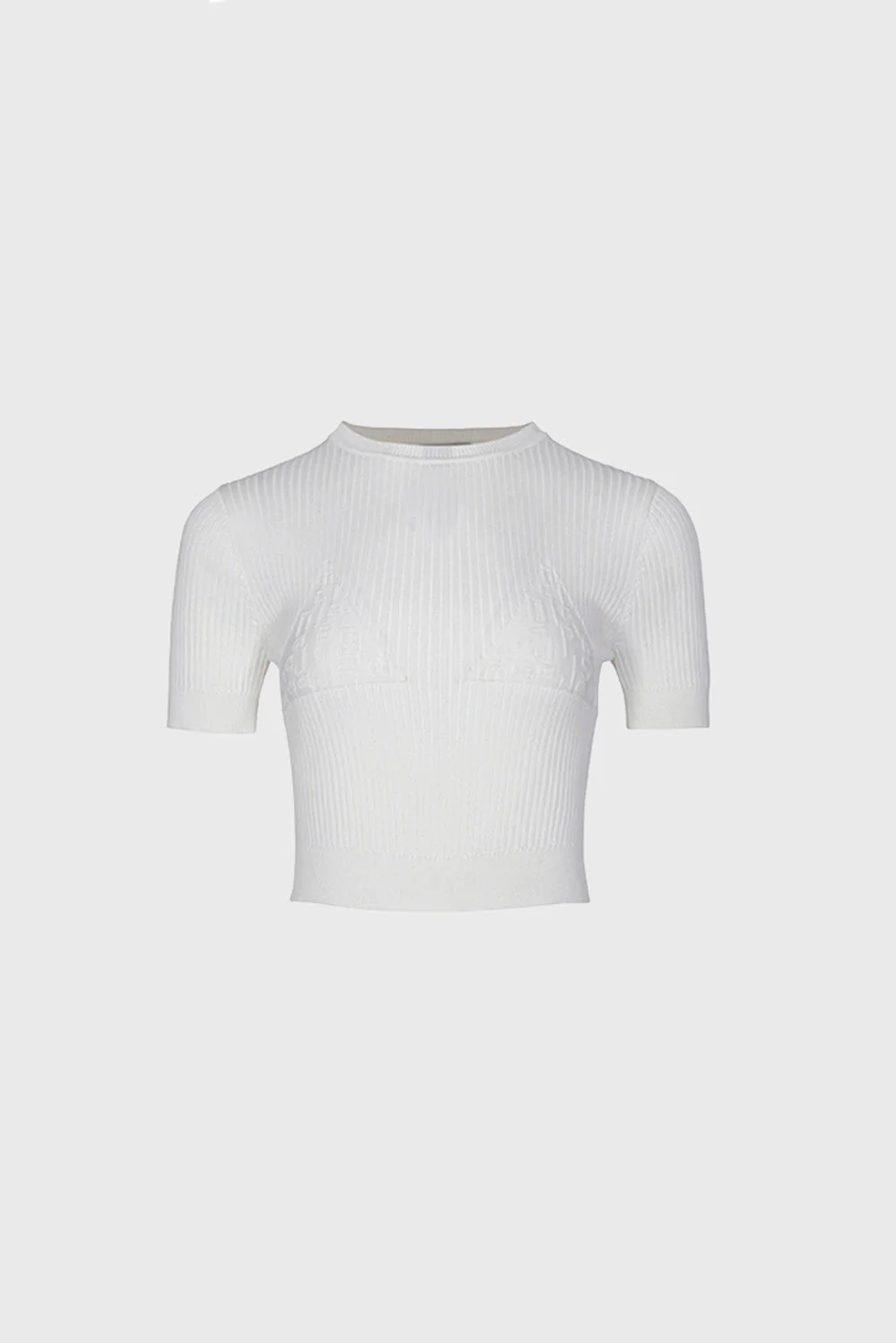 Ribbed Crop Top - White - Image 2