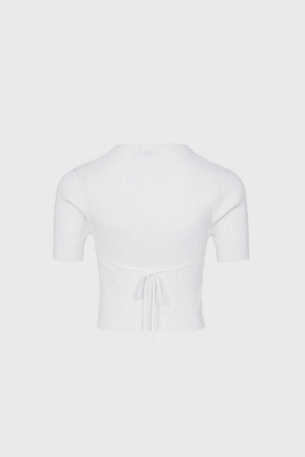 Ribbed Crop Top - White - Image 3