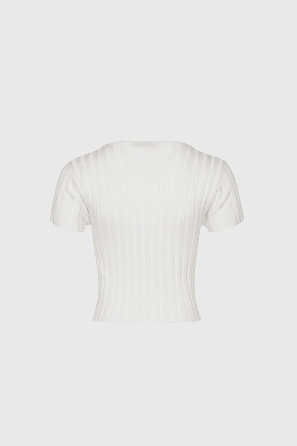 Ribbed Crop Top with Cuts - White - Image 3