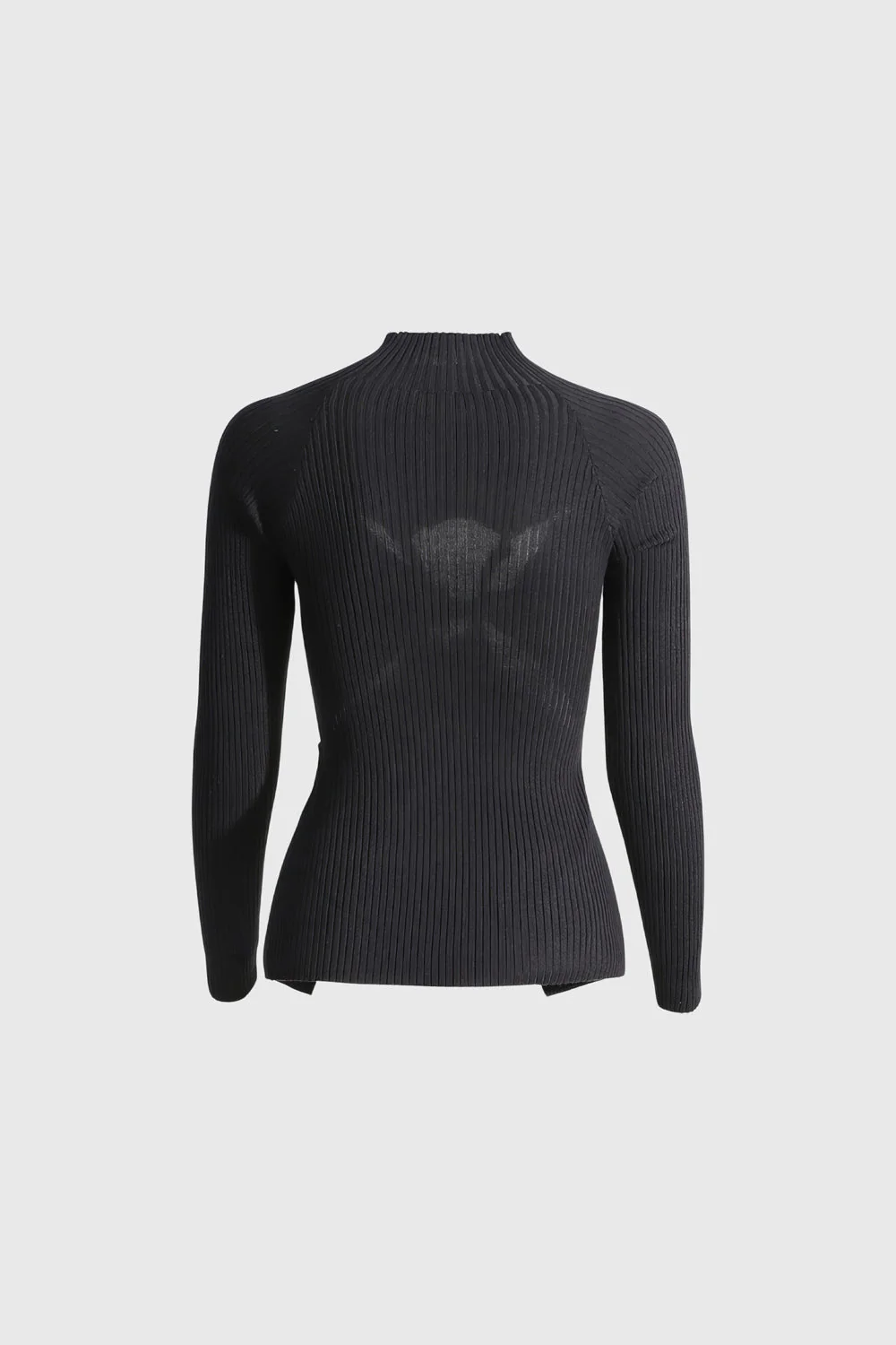 Ribbed CutOut Sweater - Black - Image 3