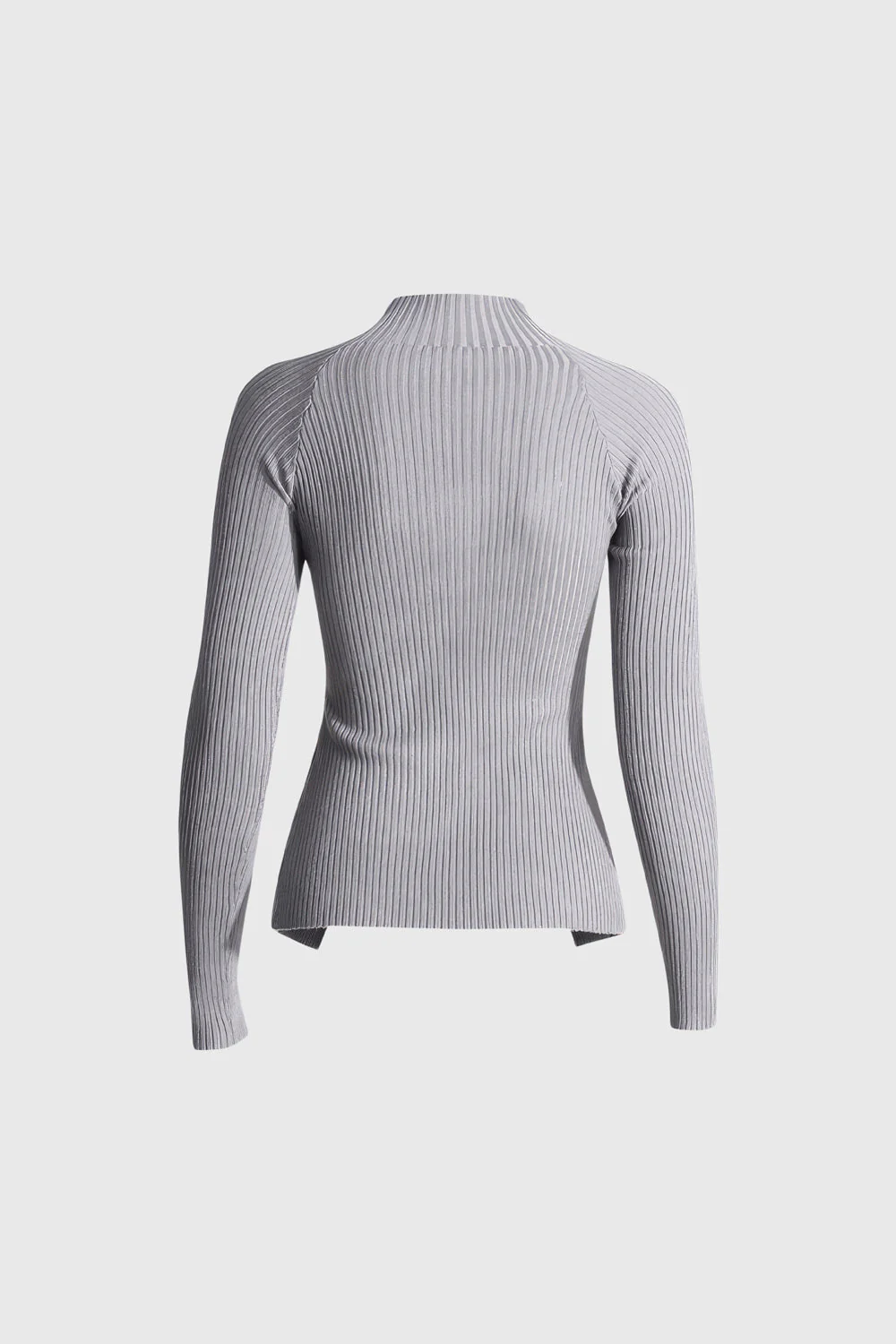 Ribbed CutOut Sweater - Grey - Image 2