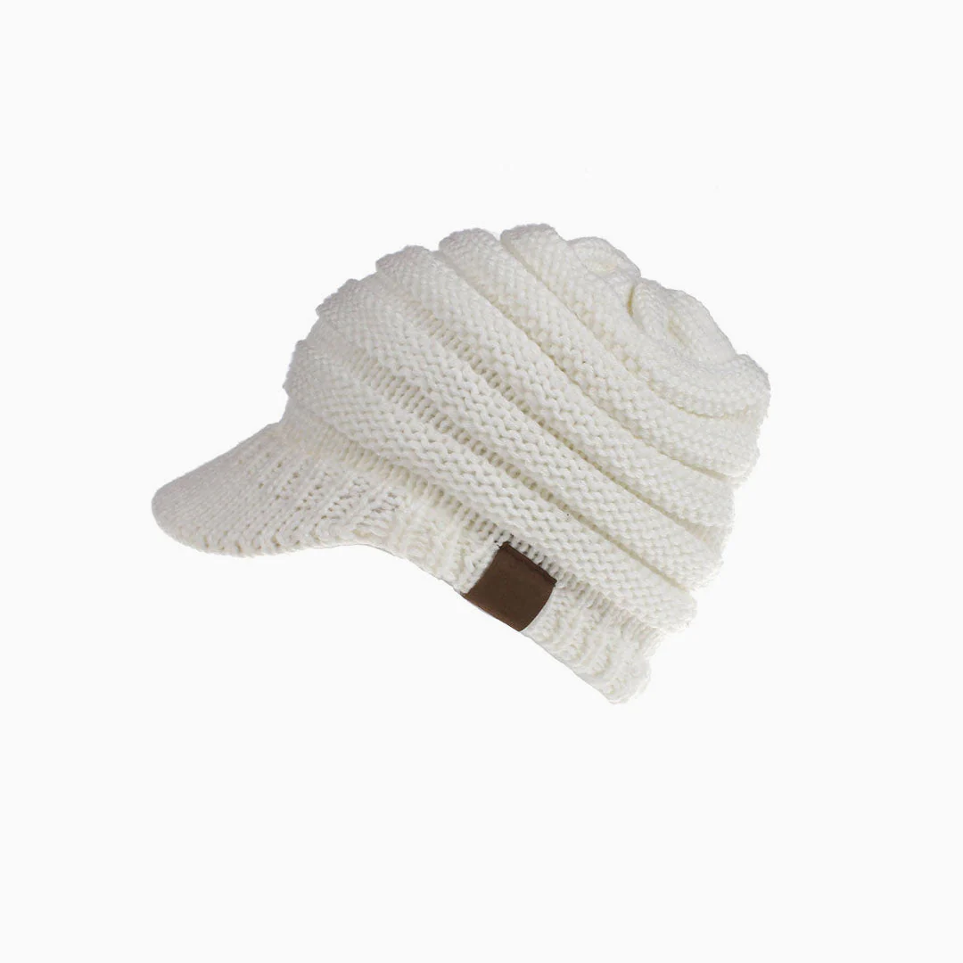 Cozy Me Up Ribbed Knit Ponytail Winter Newsboy Hat - Image 2