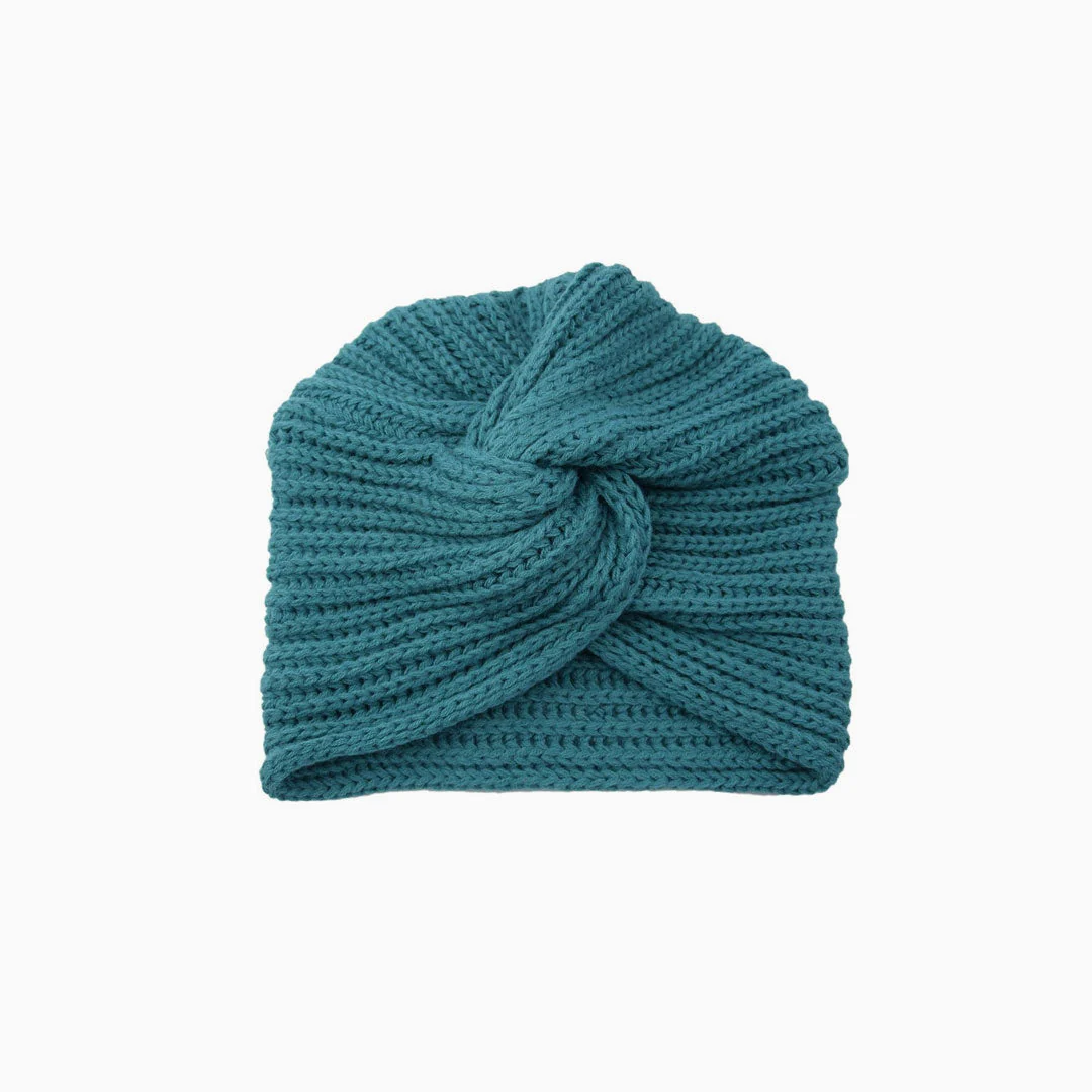 Cozy Me Up Soldi Color Ribbed Twist Front Winter Turban - Image 2