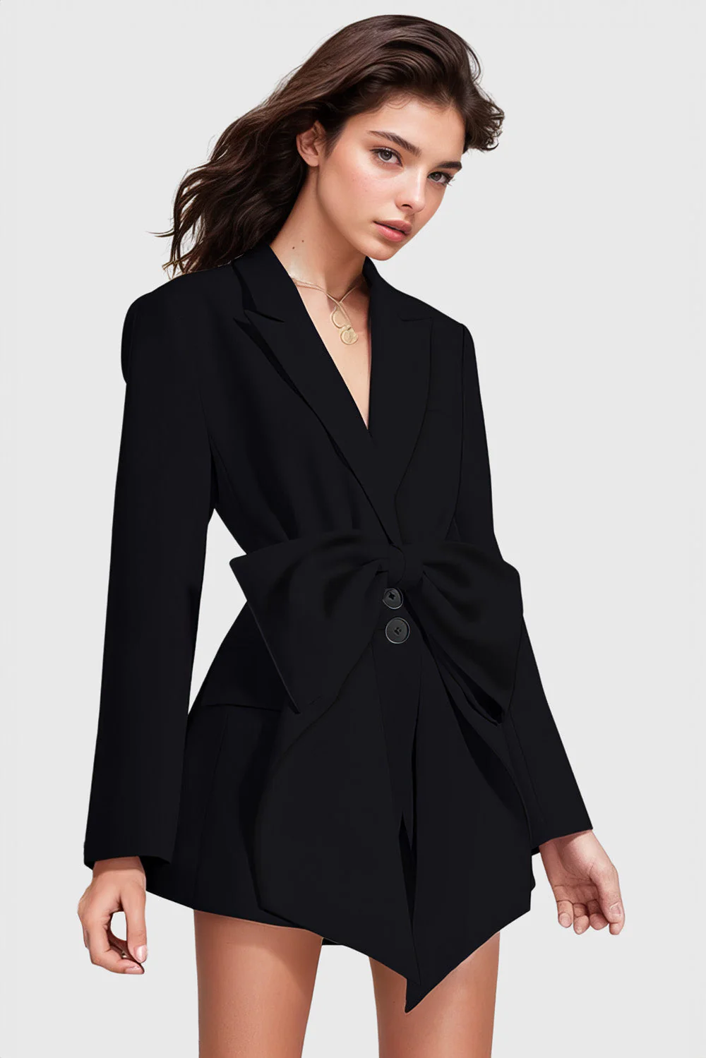 Ribbon Blazer Dress - Black - Image 2