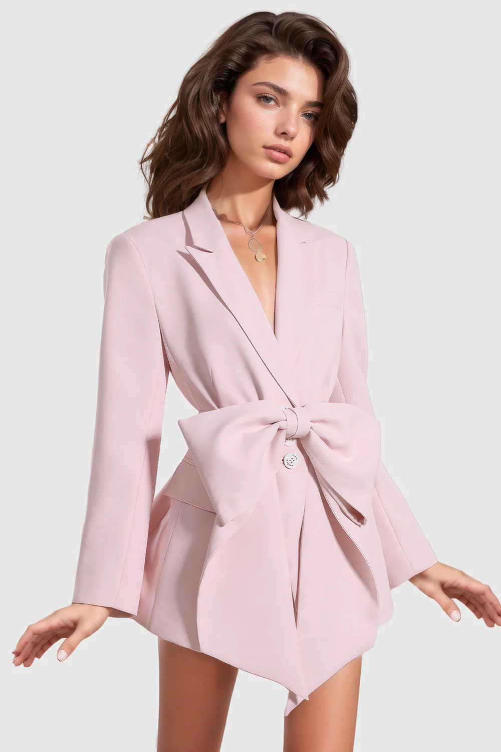Ribbon Blazer Dress - Pink - Image 2