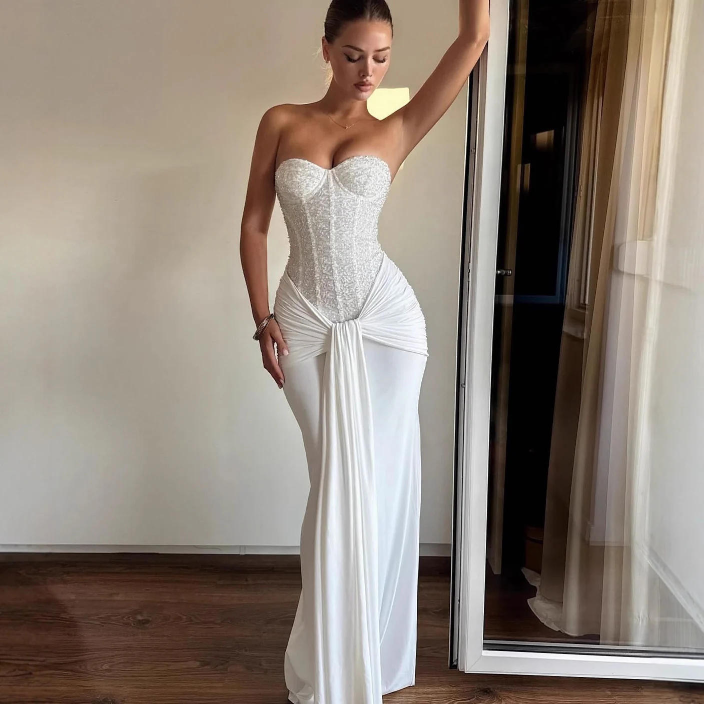 Ribbon Sequined Tube Top Maxi Dress - Image 2