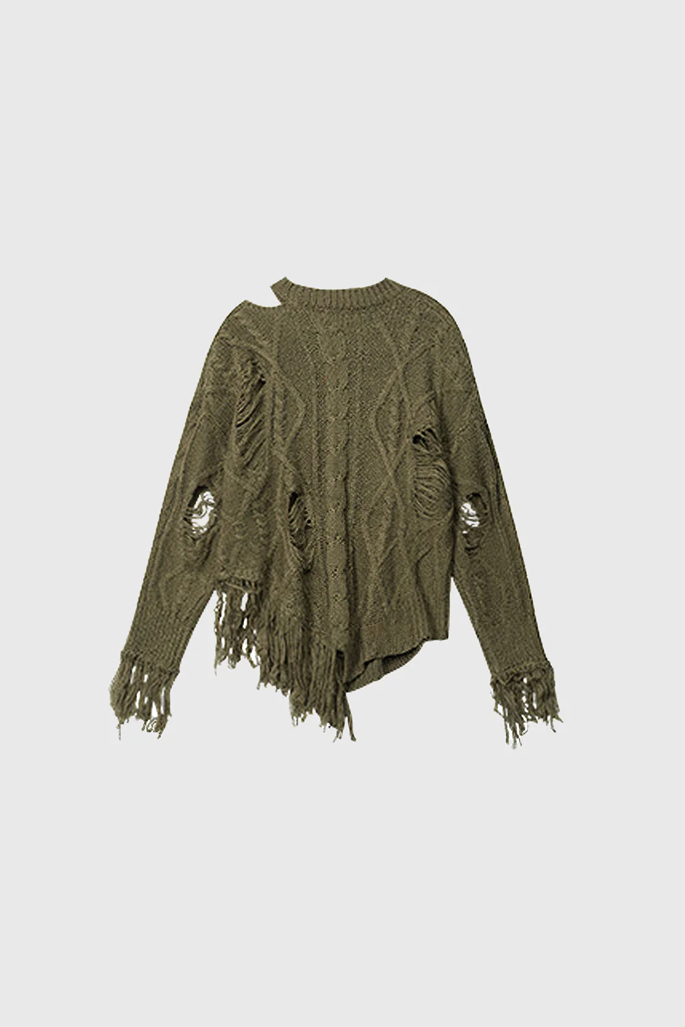 Ripped Long Sleeve Top - Green - Image 2