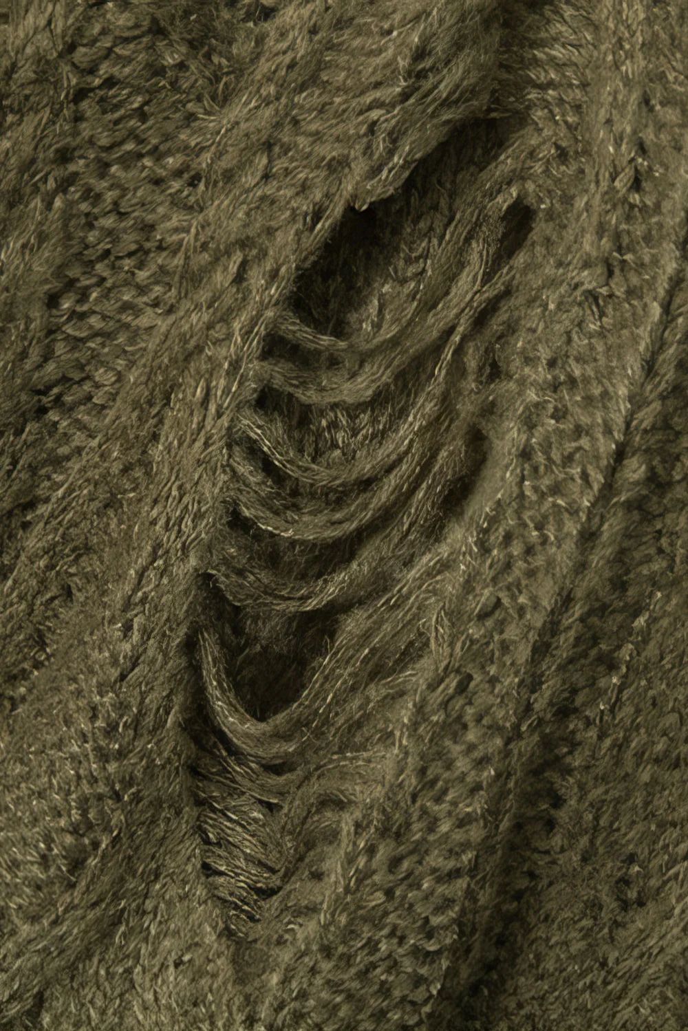 Ripped Long Sleeve Top - Green - Image 3