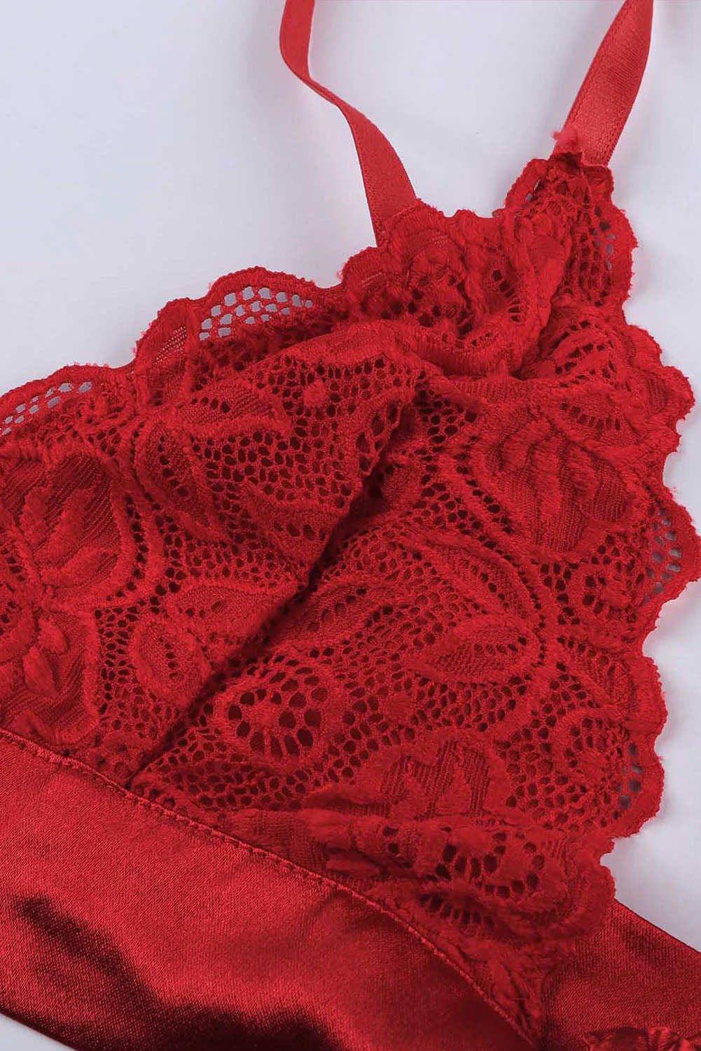 Romantic Love Red Lace Bralette Lingerie Set - Image 11