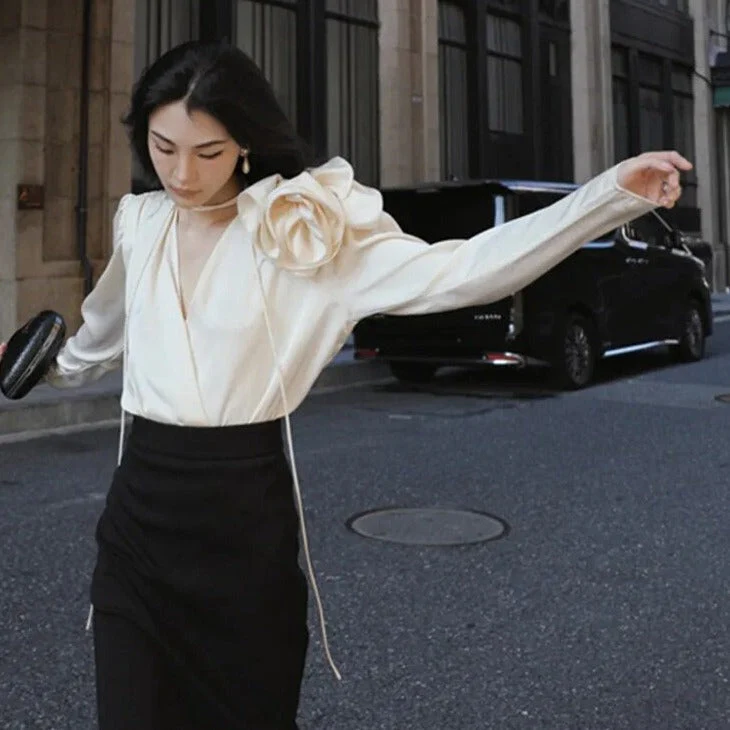 LANA LongSleeve BLOUSE ROSE DECORATED - Image 3