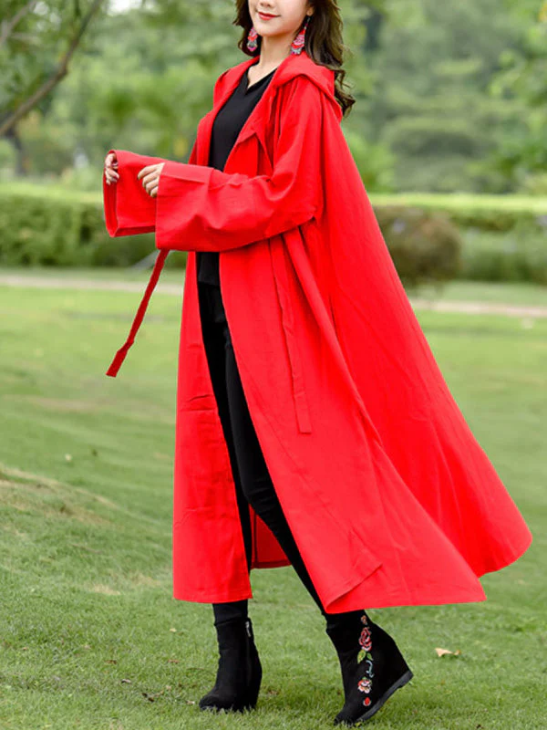 Rose Embroidered with Hat Cape Coat - Image 7