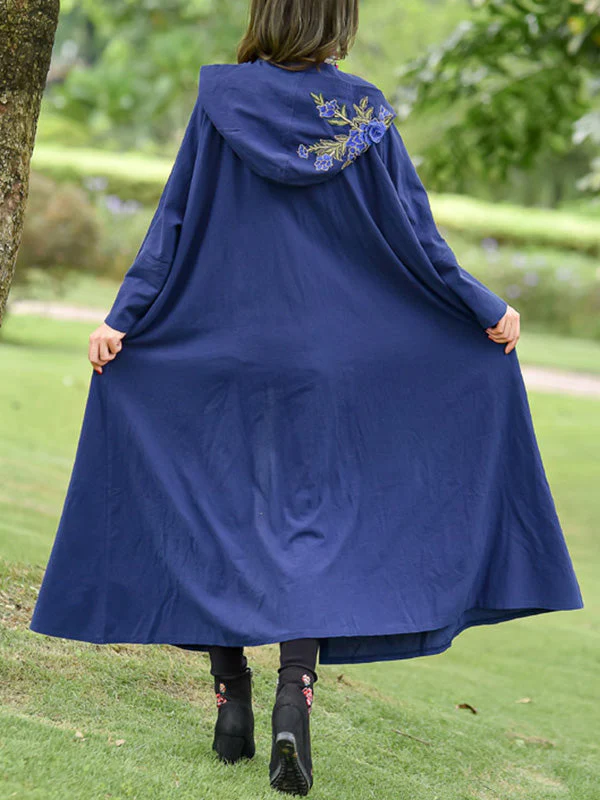 Rose Embroidered with Hat Cape Coat - Image 8
