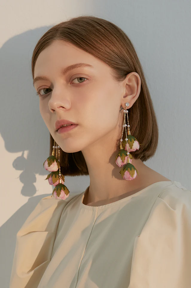 Rose Tassel Earrings - Image 2