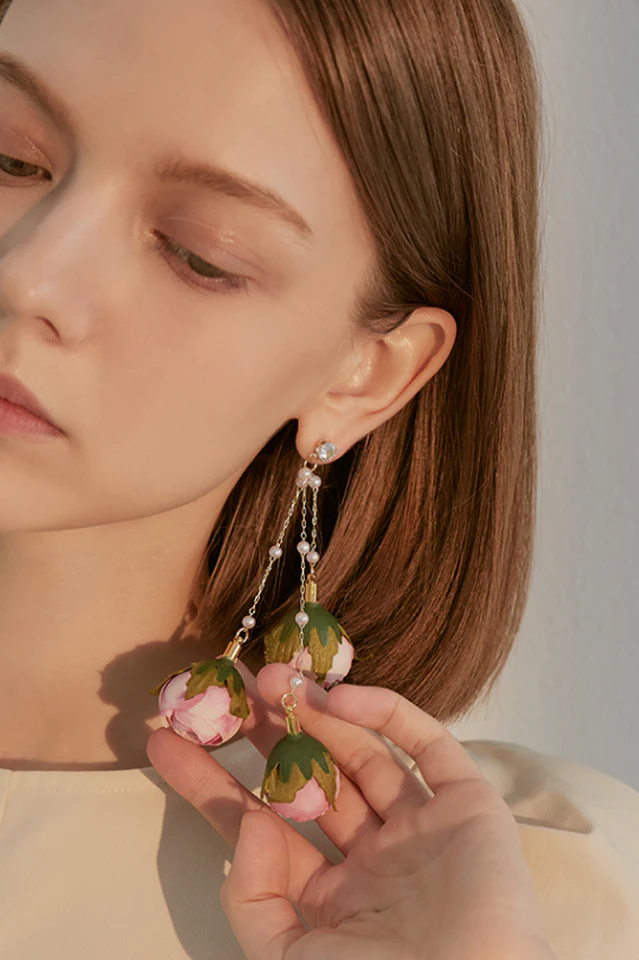 Rose Tassel Earrings - Image 3