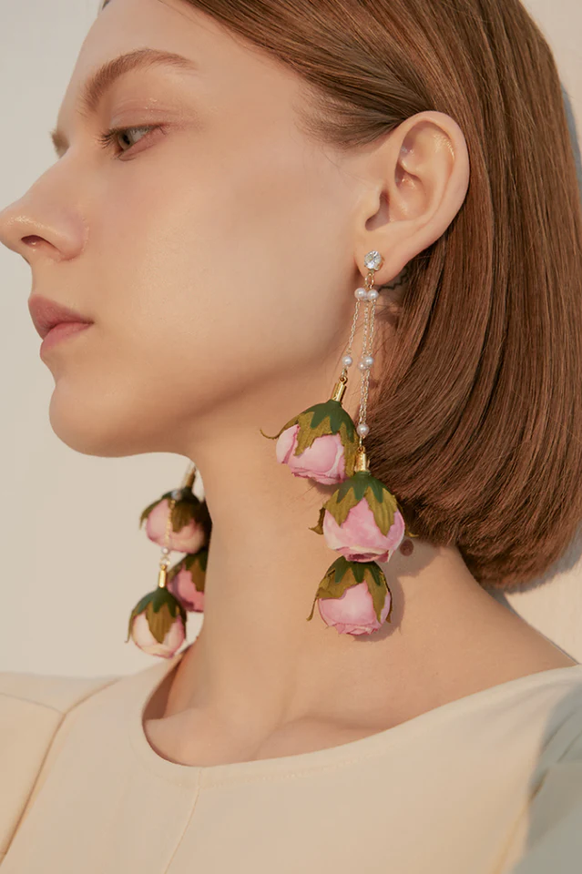 Rose Tassel Earrings - Image 5