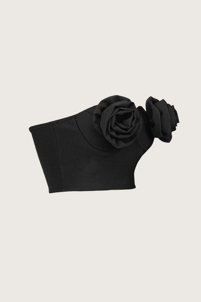 Roses Bandeau Top - Black - Image 2