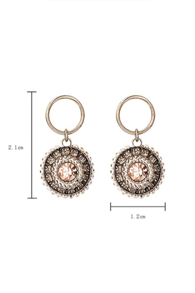 Round Vintage Black Crystal Earrings - Image 9