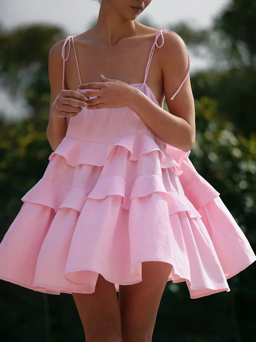 Ruffled Backless Halter Dress - Image 3