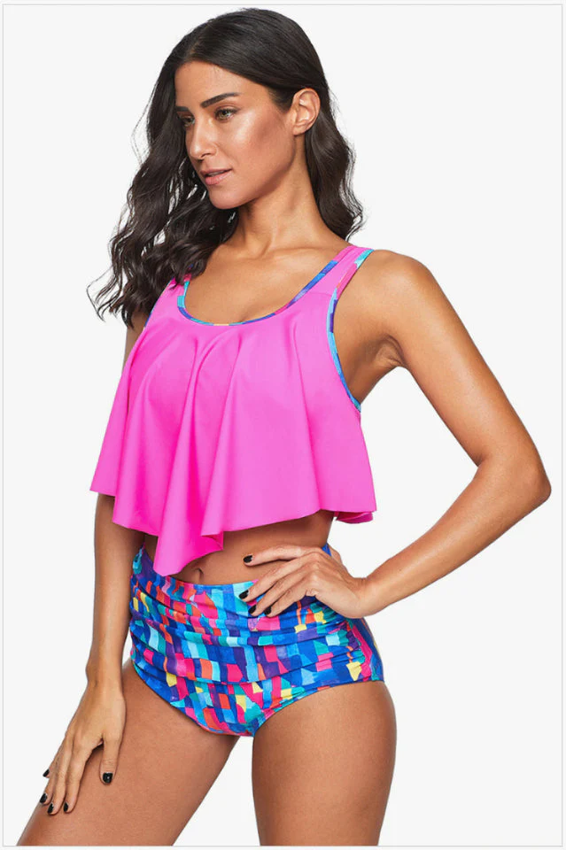 Ruffled High Waist Tankinis - Image 22