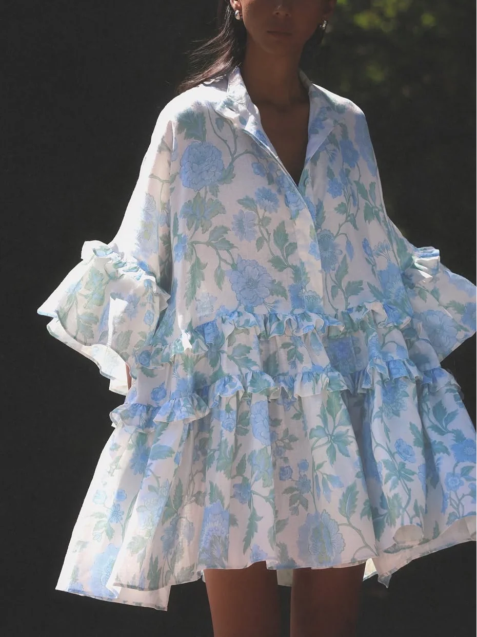 Ruffled print puff dress - Image 3