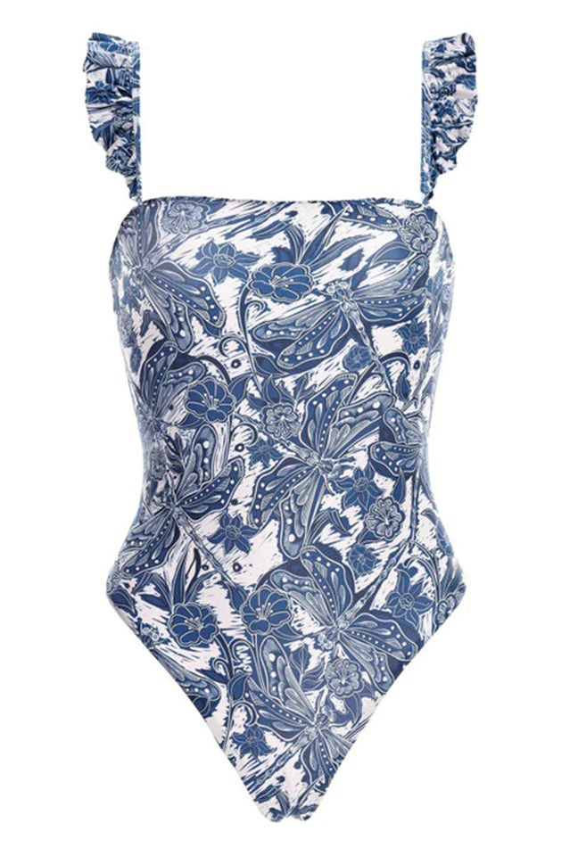 Ruffled Square Neck One Piece Swimsuit - Image 6