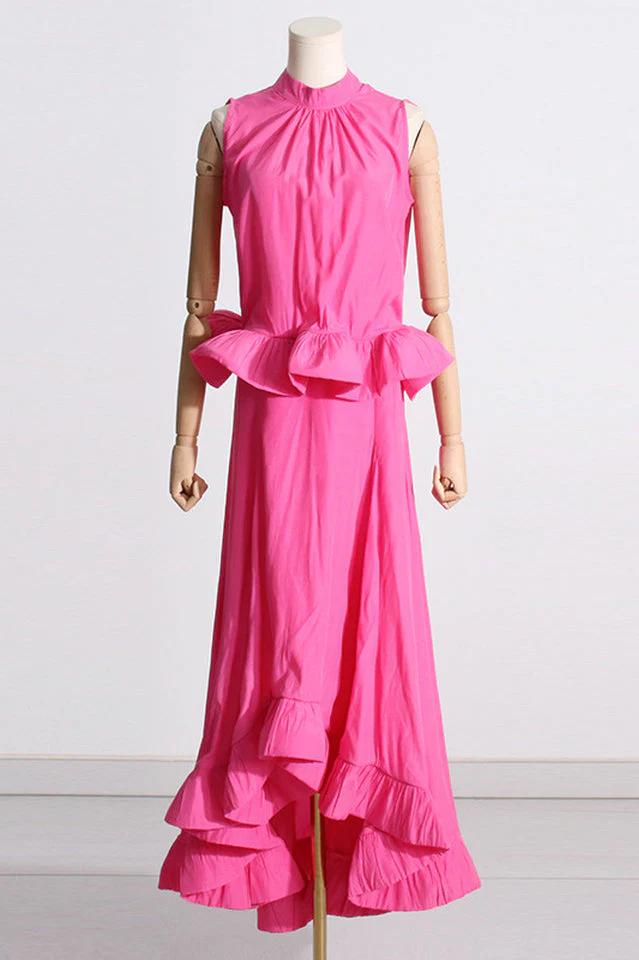 Ruffled Waist Halter Top + Maxi Skirt Set - Image 4