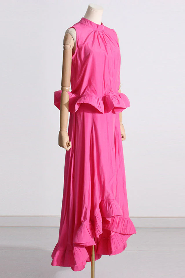 Ruffled Waist Halter Top + Maxi Skirt Set - Image 5