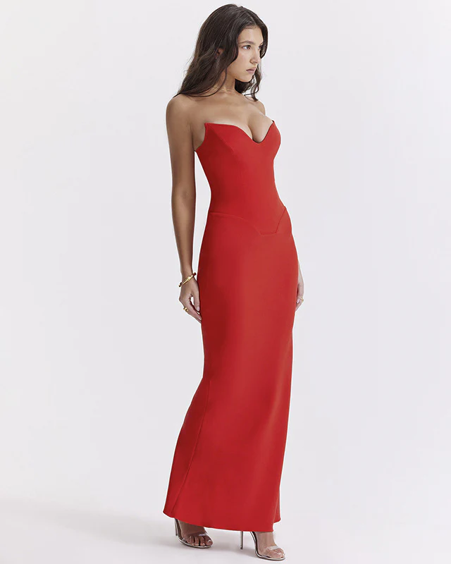 Sabine Black Tube Top Tunic Dress - Red - Image 5