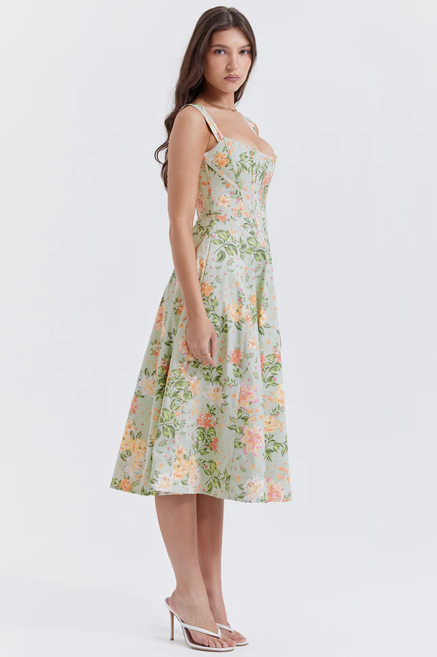 Saira Pale Jade Printed Sundress - Image 3