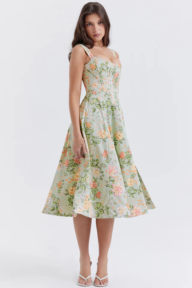 Saira Pale Jade Printed Sundress - Image 4