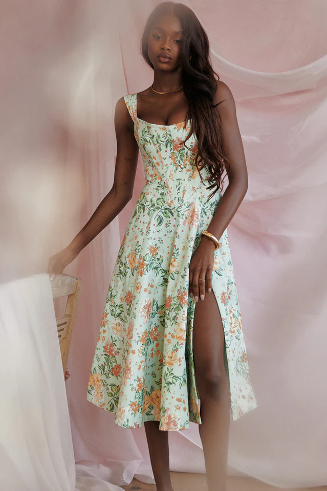 Saira Pale Jade Printed Sundress - Image 8