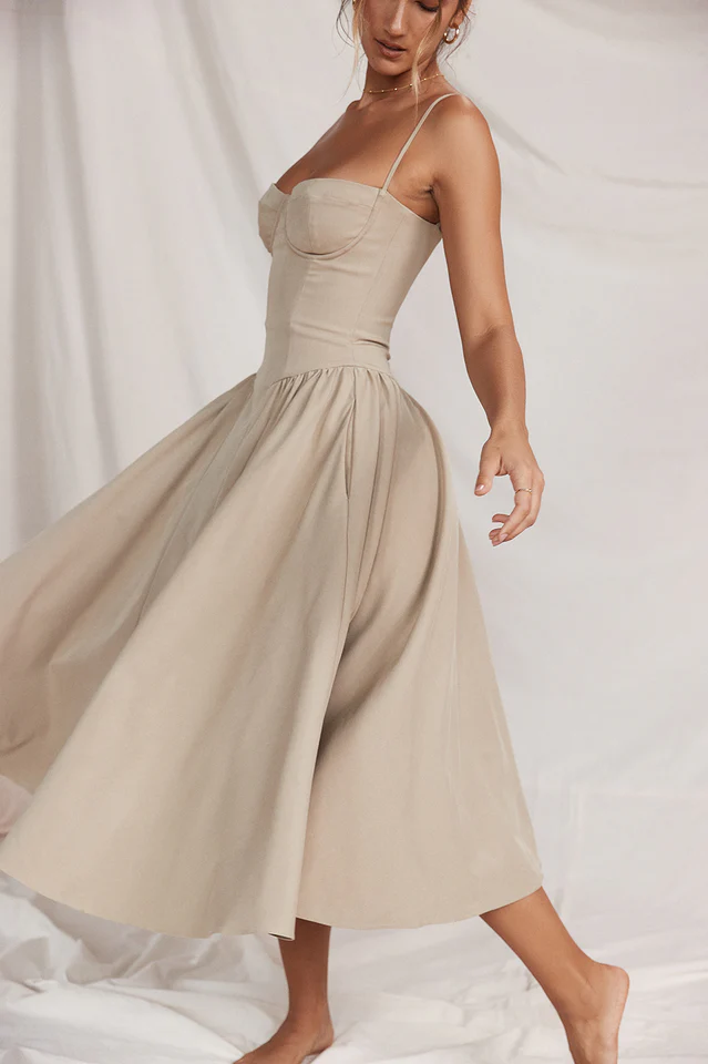 Samaria Taupe Corset Sun Dress - Image 11
