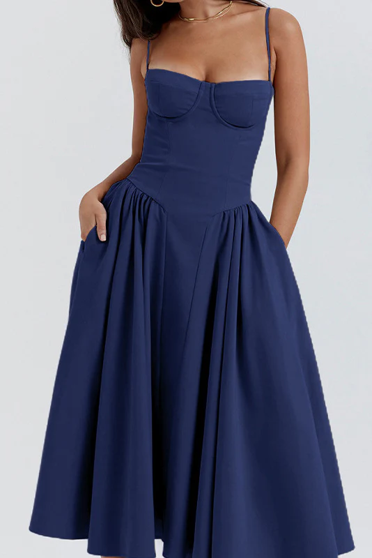 Samaria Taupe Corset Sun Dress - Image 13